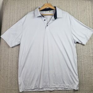 Rorie Whelan Golf Polo Shirt Mens XL White Blue Polka Dot Performance‎ Casual